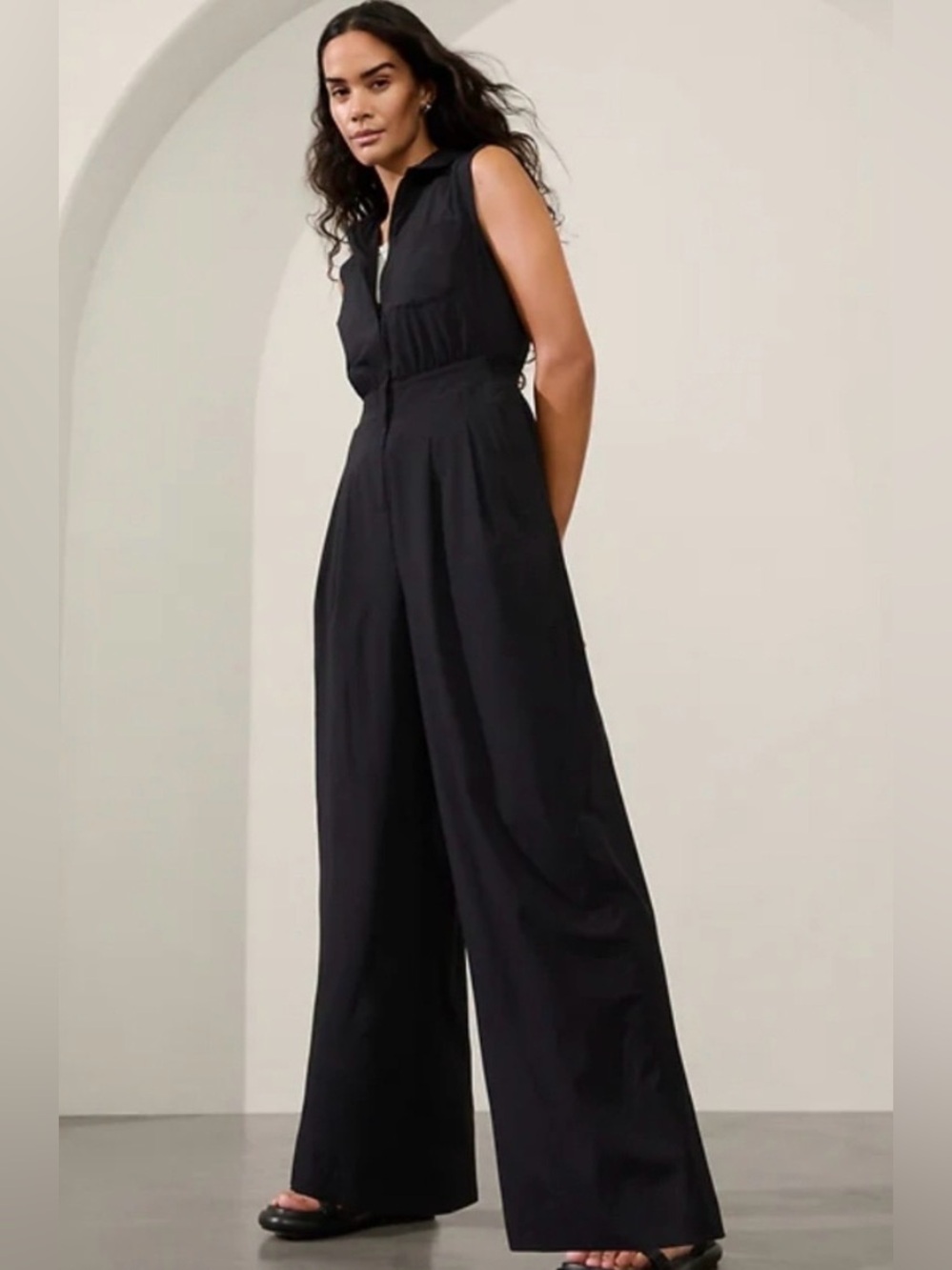 Athletes Brooklyn Jumpsuit Sleeveless Black Wide-Leg Jumpsuit